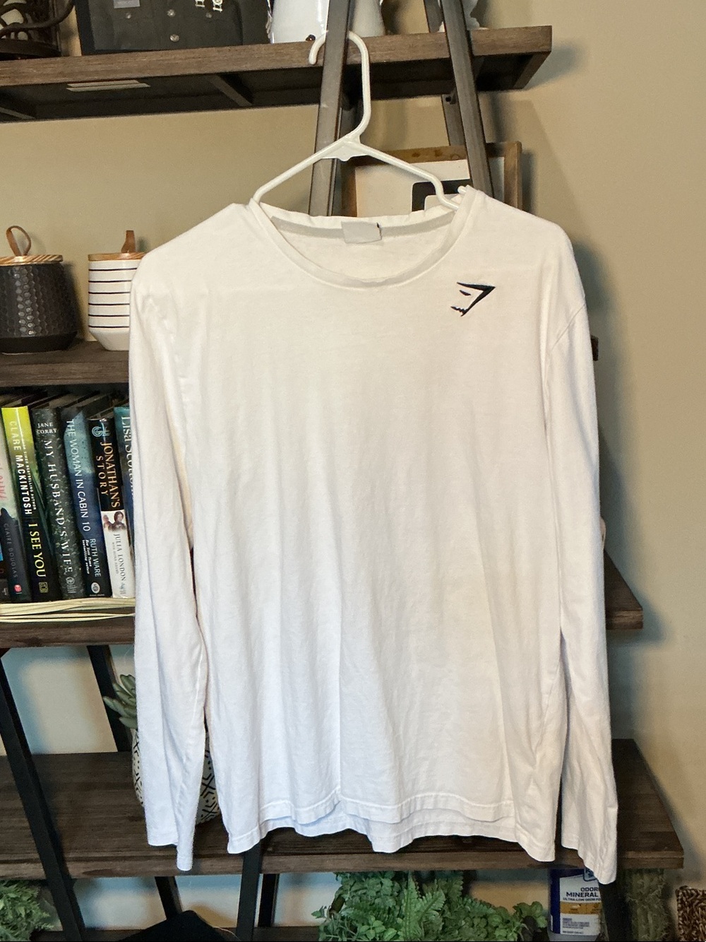 Gymshark White Long Sleeve Crew Tee Size L